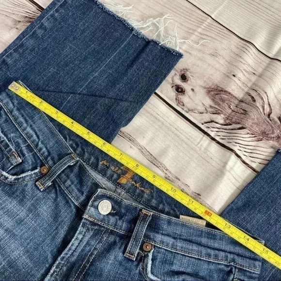 7 For All Mankind Raw Cuffs Blue Jeans Sz 29 - Picture 12 of 15